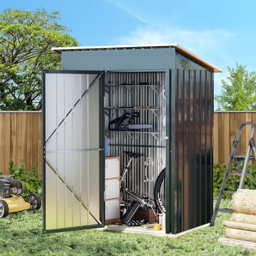 Outdoor Steel Storage Shed with Lockable Doors and Window L987864