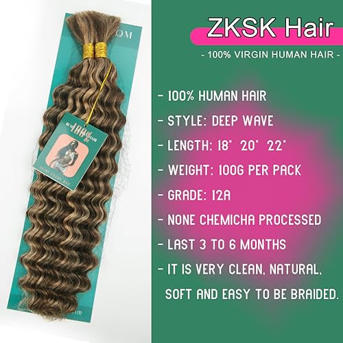 Deep Wave Bulk Human Hair for Braiding No Weft 100g Y2677