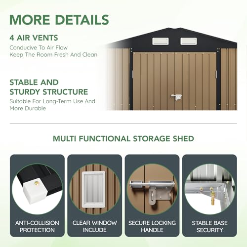 Outdoor Steel Storage Shed with Lockable Doors and Windows E249038