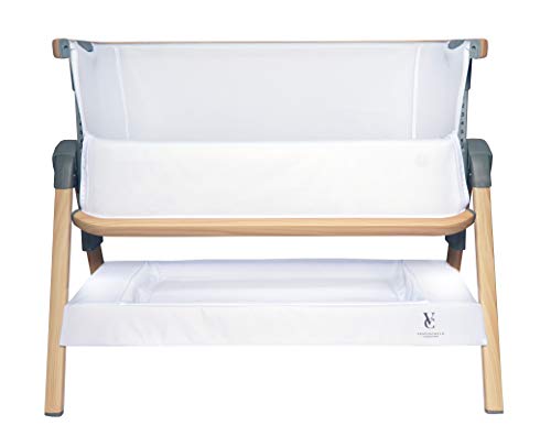 Bedside Crib Bassinet with Travel Bag, Removable Mattress, Height Adjustable - Grey J537094