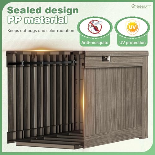 Outdoor Storage Box 120 Gallon with Lock, Resin Deck Box for Patio and Garden A6689