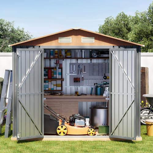 Outdoor Storage Shed with Lockable Door, Compact Metal Tool Shed for Garden O328