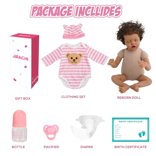 Realistic Reborn Baby Doll with Silicone Soft Body, Black Lifelike Baby Girl with Feeding Kit X111
