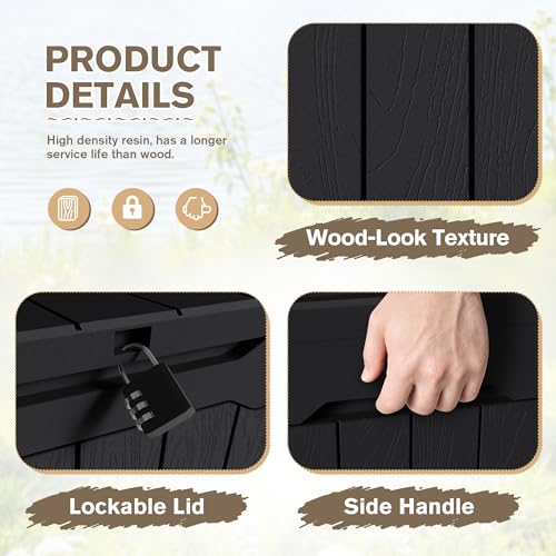 31 Gallon Resin Deck Box Waterproof Indoor Outdoor Storage for Patio Cushions and Garden Tools L90121
