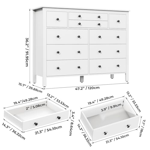 White Dresser with 10 Drawers for Bedroom B69188
