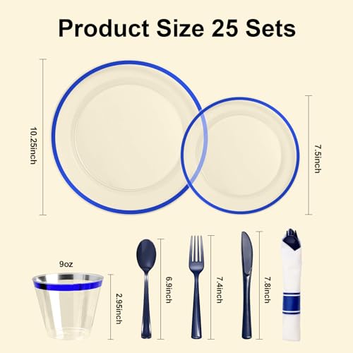 Disposable Plates and Cups Set for 50 Guests with Napkins and Cutlery V71219
