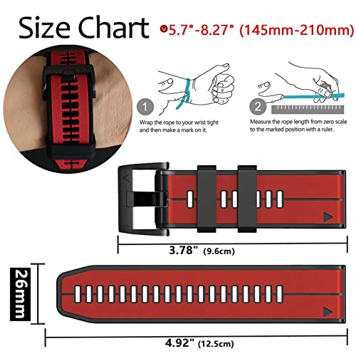 Silicone Watch Bands for Garmin Fenix 7X, 26mm, Soft Sport Waterproof Strap C85791