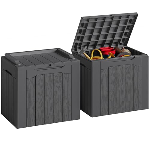 31 Gallon Resin Deck Box Waterproof Indoor Outdoor Storage for Patio Cushions and Garden Tools L90121