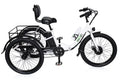 24" Electric Folding Tricycle for Adults & Seniors, 7-Speed, 3 Wheels Trike, 350W Motor, Black & White - Green Zone Bikes