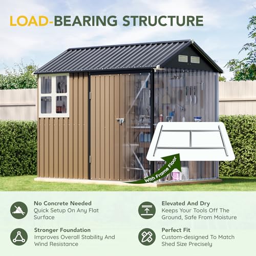 Outdoor Steel Storage Shed with Lockable Doors and Window L987864