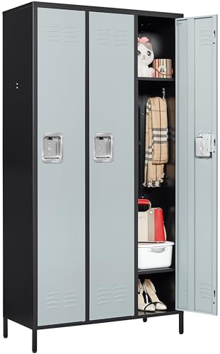Vintage Metal Locker with Hooks, Lockable Single Door Storage M901