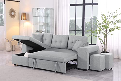 4-in-1 Convertible L Shaped Couch with Pull Out Bed and Storage Z983