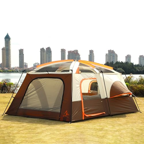 Extra Large Family Cabin Tent 2 Rooms 3 Doors 3 Windows Waterproof for Camping H460