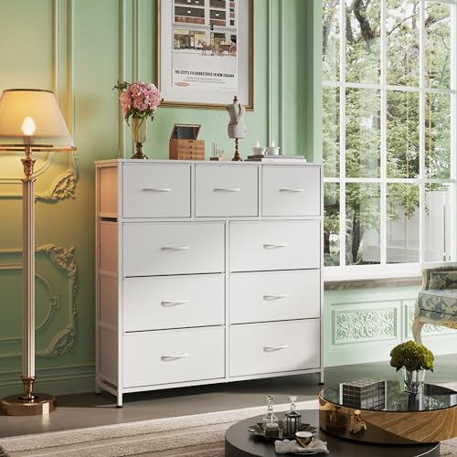 9-Drawer Fabric Storage Tower for Bedroom, Closet, Tall Chest Organizer with Steel Frame R839993