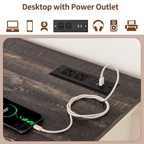 6-Drawer Dresser with Charging Station and LED Light, Vintage Gray R907