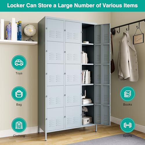 Vintage Metal Locker with Hooks, Lockable Single Door Storage M901