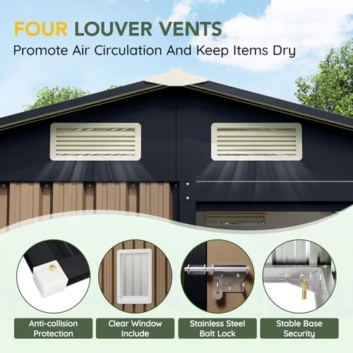 Outdoor Steel Storage Shed with Lockable Doors and Window L987864