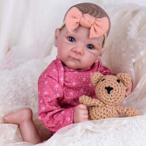 20 Inch Realistic Handmade Newborn Baby Doll with Blue Eyes, Weighted Cuddle Doll Q882284