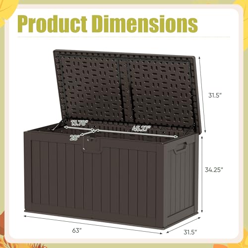 30 Gallon Waterproof Resin Deck Box for Outdoor Patio and Garden Storage Q30388