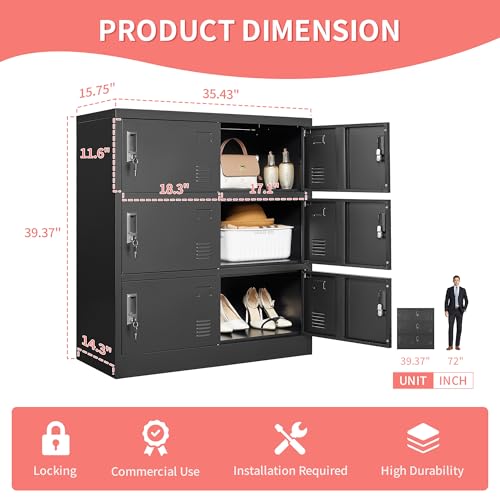 Steel Storage Locker Cabinet with Lock and Card Slot for Office, Gym, Home, School V427708