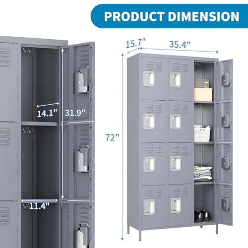 Steel Lockers for Employees, Lockable Storage Cabinet with Assembly X270