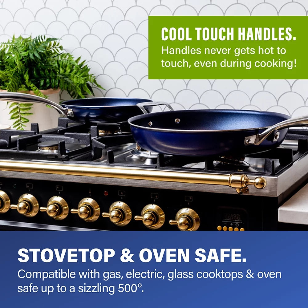 Nonstick Cookware Set, 10 Piece, Dishwasher Safe, Blue O975522