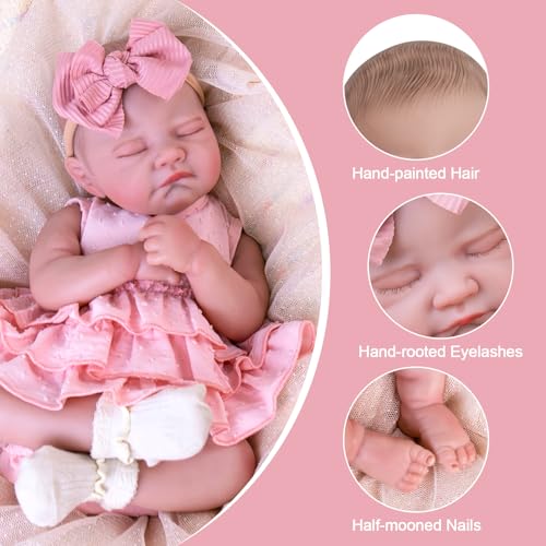 Lifelike Reborn Baby Girl Doll 20 Inch with Poseable Limbs and Feeding Kit O517460