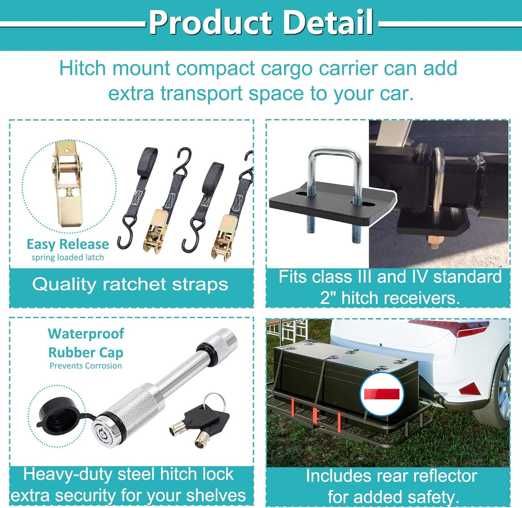 Cargo Rack Carrier with Folding Basket and Hitch Stabilizer K32305