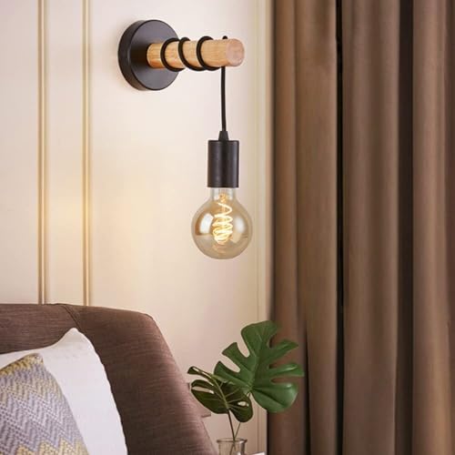 Wall lamp, Vintage Industrial, Metal and Wood, E27 Z451