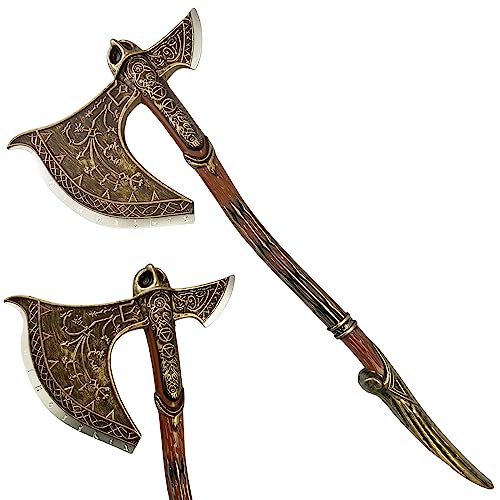 LALAPORT 36.5 Inch Fantasy Fully Upgraded God-War Viking Foam Axe Sword for Video Game, Cosplay Costume Prop, Collection, Gift. Prop 1:1 Replica