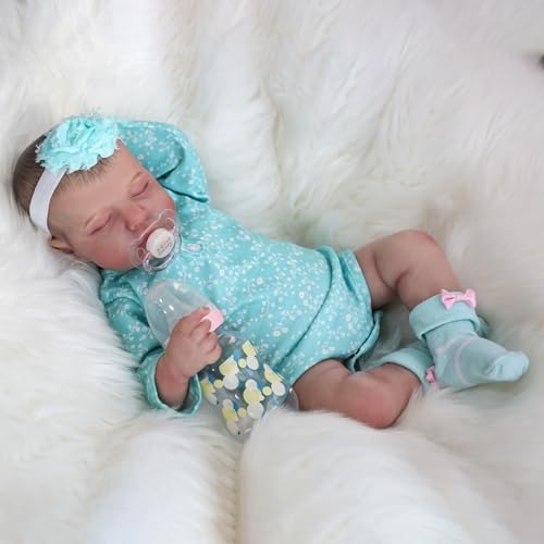 20 Inch Realistic Reborn Baby Doll in Green Outfit with Accessories B700