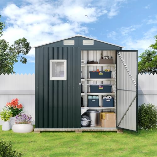 Outdoor Steel Storage Shed with Lockable Doors and Windows E249038