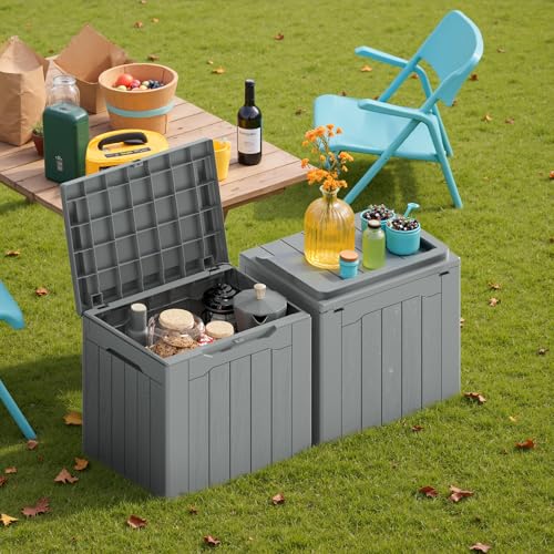 30 Gallon Waterproof Resin Deck Box for Outdoor Patio and Garden Storage Q30388
