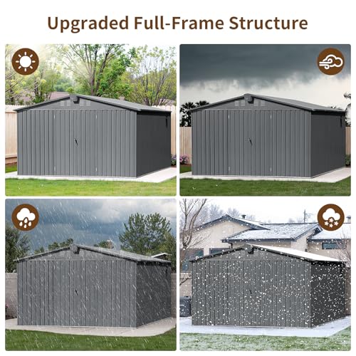 Resin Outdoor Storage Shed with Floor and Window, Lockable Small Tool Shed for Garden Patio Backyard, Light Gray V985