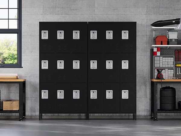 3-Door Blue Steel Storage Locker for Office, School, Gym C68898