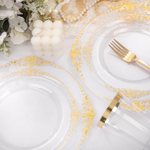 Gold Plastic Dinnerware Set for 50 Guests N48810