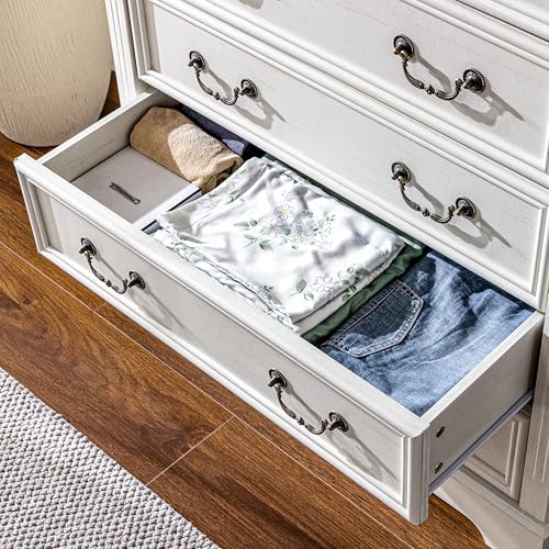 6-Drawer Dresser with Charging Station and LED Light, Vintage Gray R907