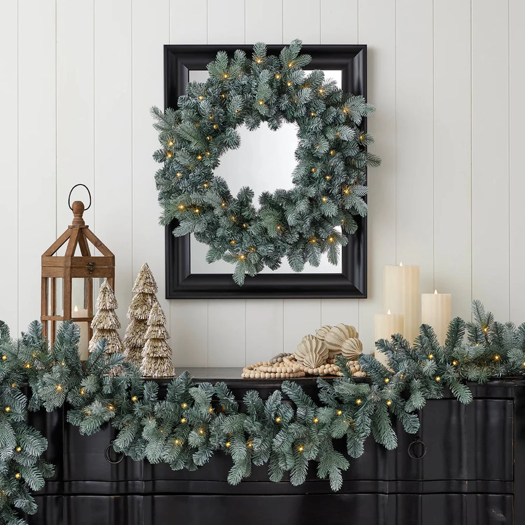 9ft Pre-Lit Garland with 50 Warm White LED Lights, Battery Operated X28230