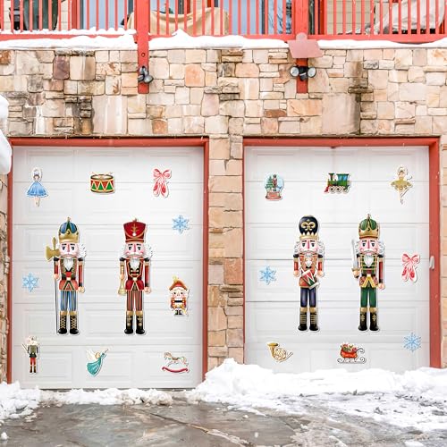 Christmas Garage Door Decoration Magnet 19Pcs Nutcracker Snowflake Fridge Stickers I122182