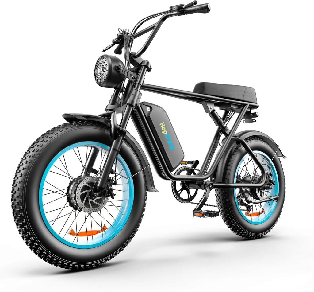 2000W Dual Motor Ebike 34MPH Uphill 45° Slope, Electric Bike for Adults 23Ah, 20" Fat Tire Dual Motor Electric Bike Full Suspension & Hydraulic Disc Brake, Long Range 75 Miles(Blue)