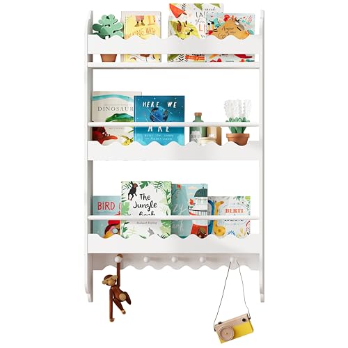 Wall Mounted 3-Tier Kids Bookshelf with Toy Storage Q74129
