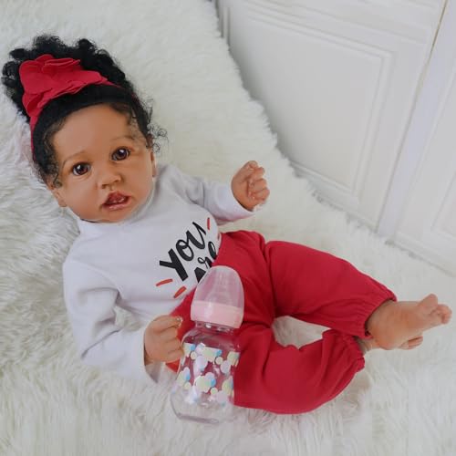 20 Inch Realistic African American Newborn Doll with Soft Body Gift Set Q2839