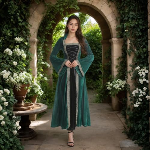 Medieval Tea Party Dress with Bubble Sleeves and Belt J695606