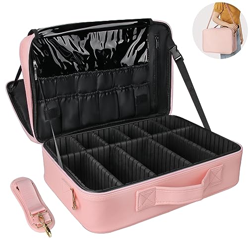 Large Capacity 3 Layer Makeup Case Cosmetic Organizer with Brush Bag R31262