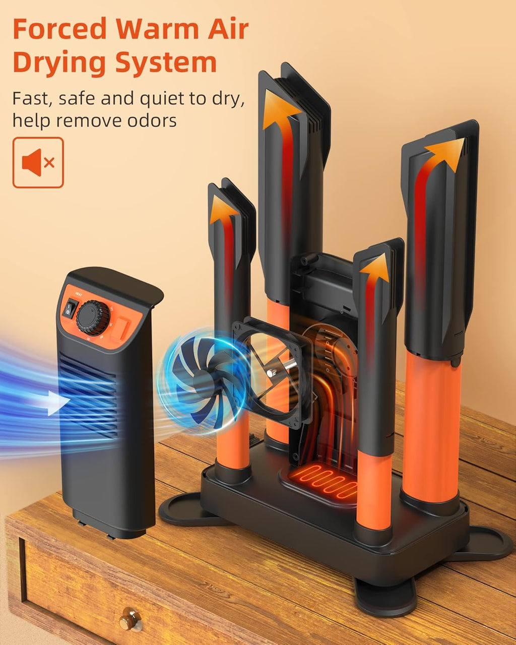 Boot Dryer for Shoes, Gloves & Helmets with Heat Blower and Timer A8678
