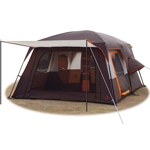 Extra Large Family Cabin Tent 2 Rooms 3 Doors 3 Windows Waterproof for Camping H460