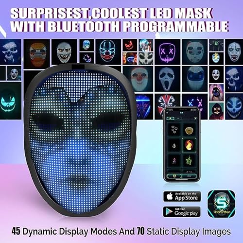 Programmable LED Face Mask for Halloween Costume B597941