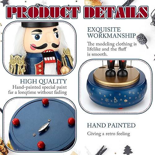 Nutcracker Music Box Wooden Soldier Toy Christmas Wind Up Musical Decor X3406