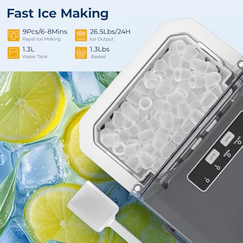 Countertop Ice Maker with Handle, Portable for Home Kitchen RV Camping S35586