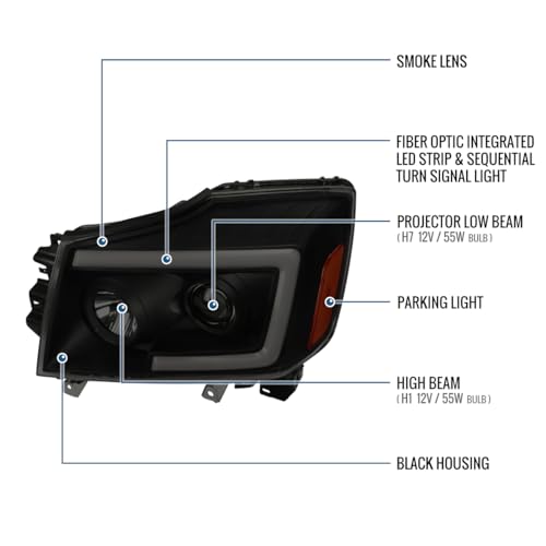 Projector Headlights with LED Sequential Turn Signals for Nissan Armada Titan F85769